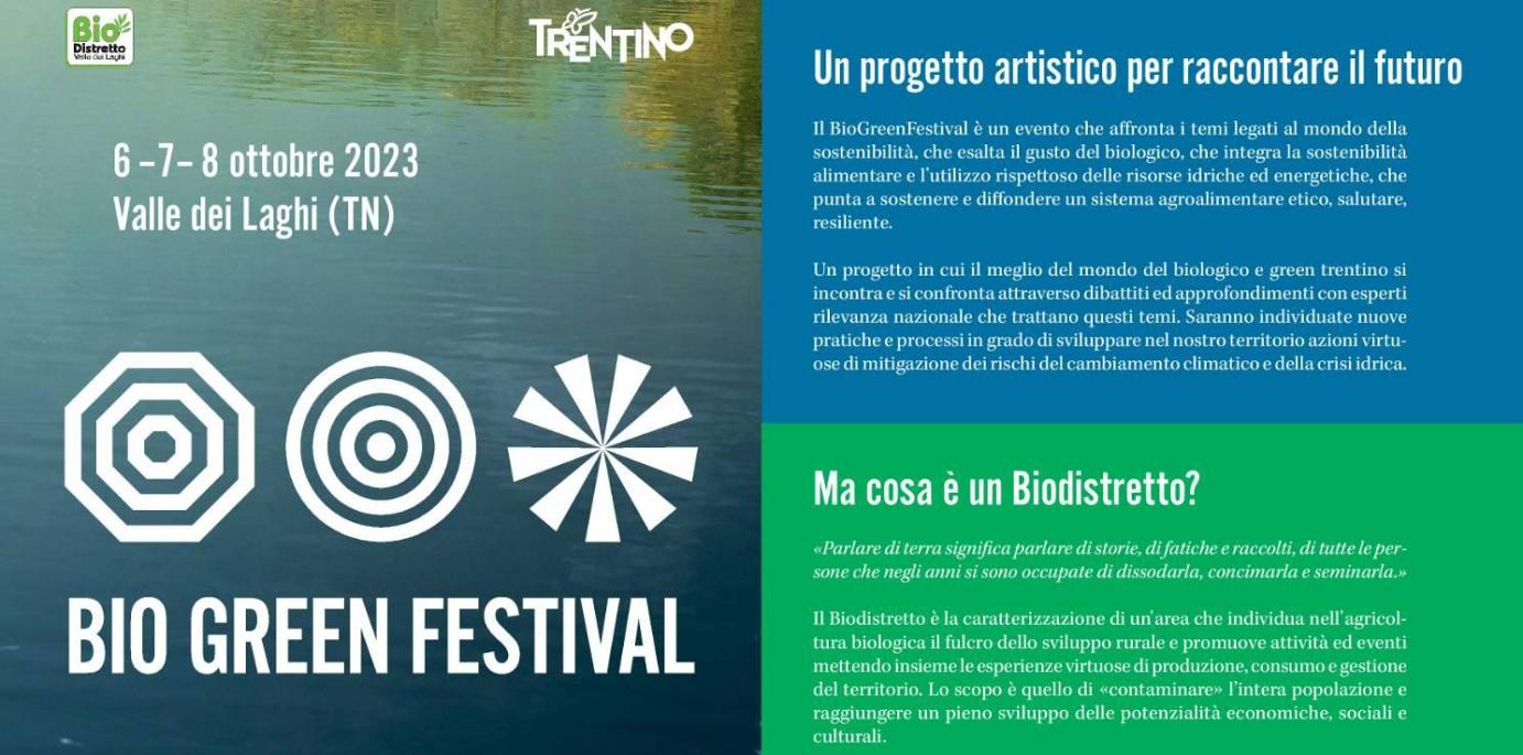 BIO GREEN FESTIVAL 6-7-8- OTTOBRE 2023 VALLE DEI LAGHI (TN)