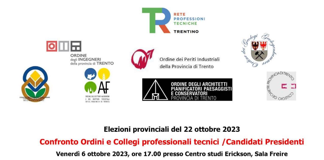 RPTT - RETE PROFESSIONI TECNICHE DEL TRENTINO - ELEZIONI PROVINCIALI 22 OTTORE 2023