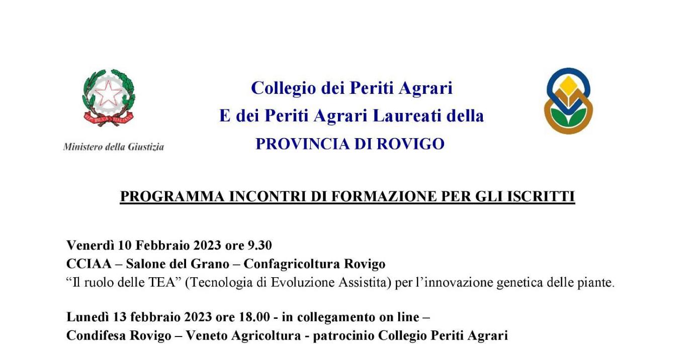 PROGRAMMA INCONTRI DI FORMAZIONE PER GLI ISCRITTI