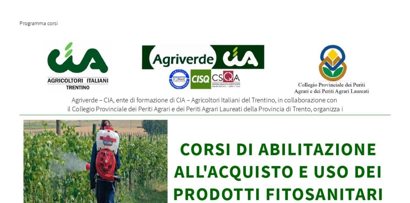 CORSI DI ABILITAZIONE ALL'ACQUISTO E USO DEI PRODOTTI FITOSANITARI