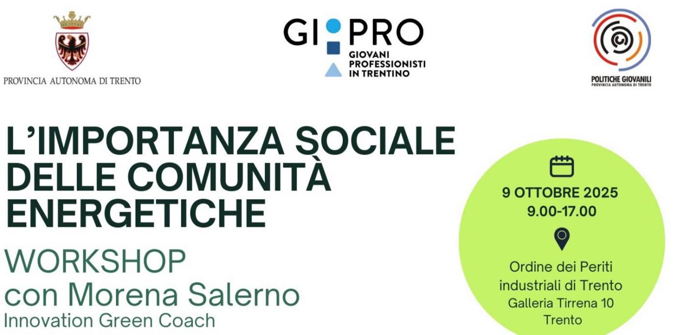 GI.PRO: WORKSHOP L'IMPORTANZA SOCIALE DELLE COMUNITA' ENERGETICHE - 9 ottobre 2025 9.00-17.00